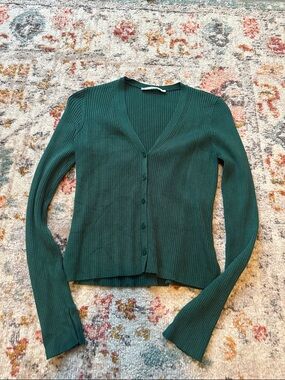 Abercrombie & Fitch Forest Green Ribbed V-Neck Cardigan